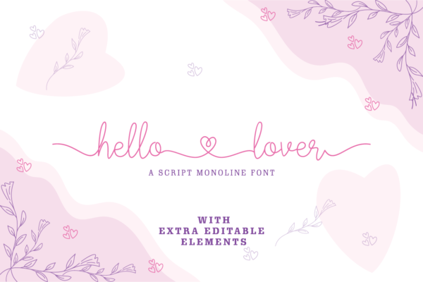 Hello Lover - Romantic Monoline Font